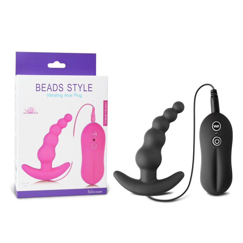 Sextoy Perles anales vibrantes en silicone noir 89010