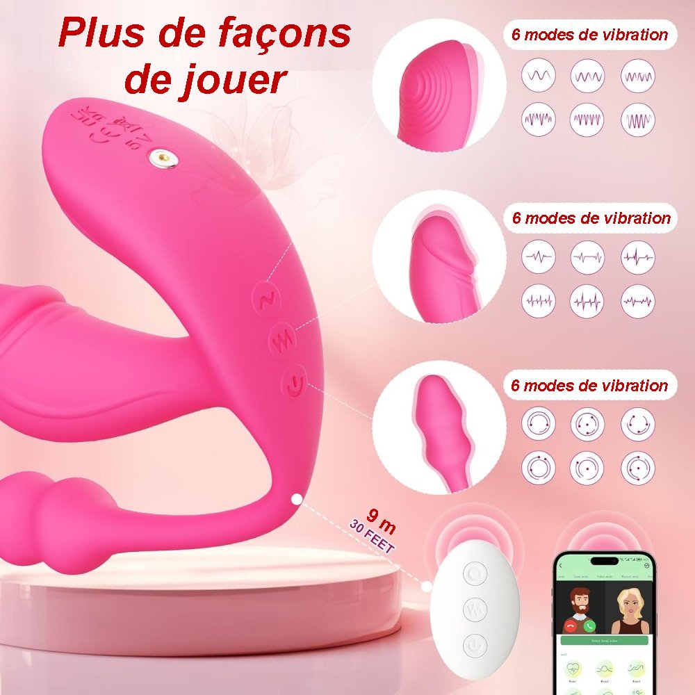 Sextoy Gode vibrant et plug anal connecté A01-050