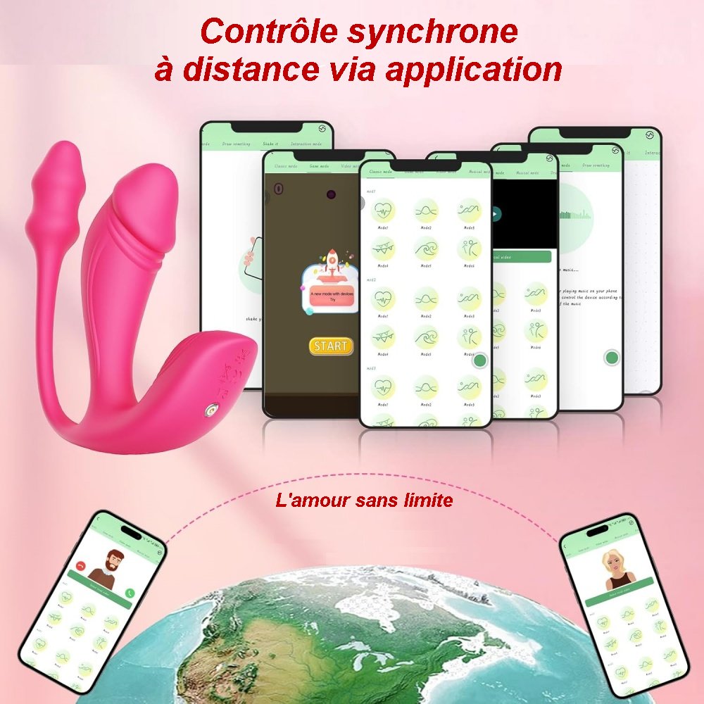 Sextoy Gode vibrant et plug anal connecté A01-050