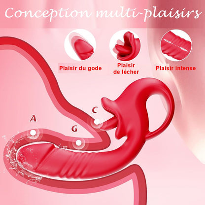 Sextoy Vibromasseur connecté, vibrant, poussant et léchant GM-ZDB077-A