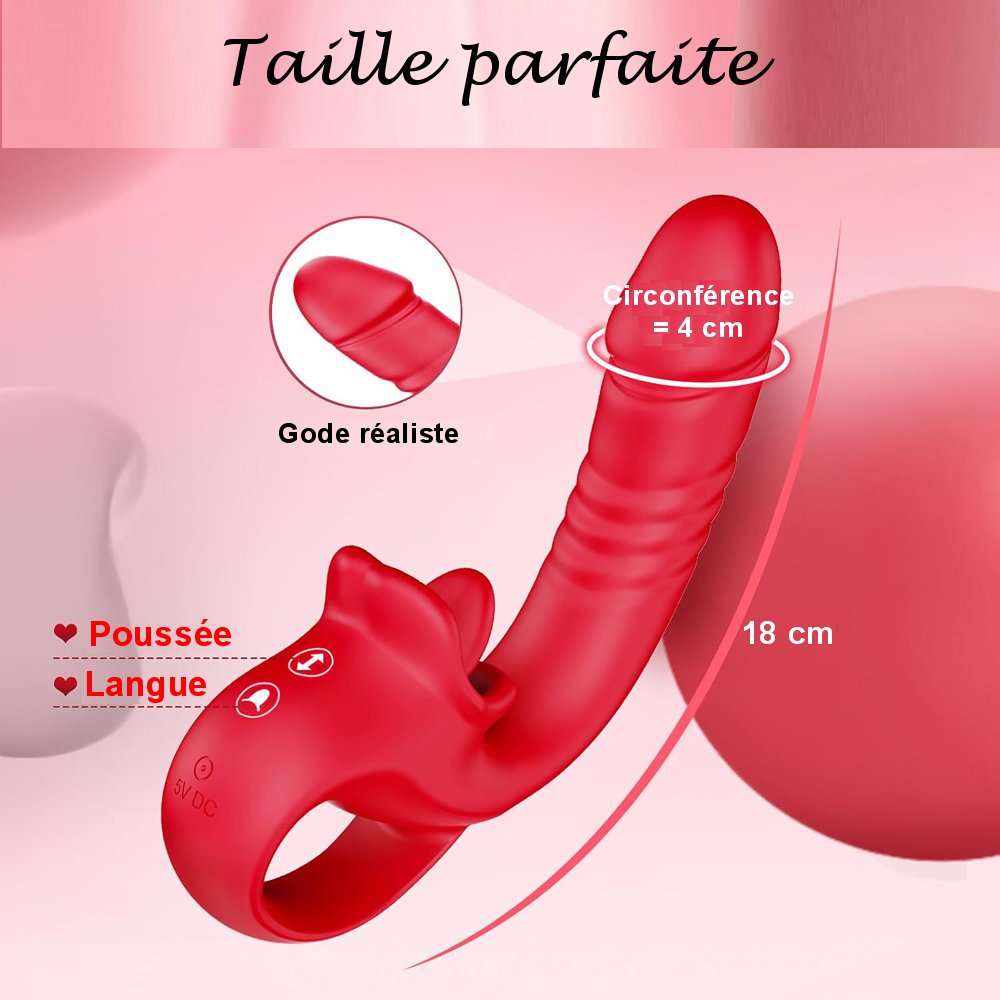 Sextoy Vibromasseur connecté, vibrant, poussant et léchant GM-ZDB077-A