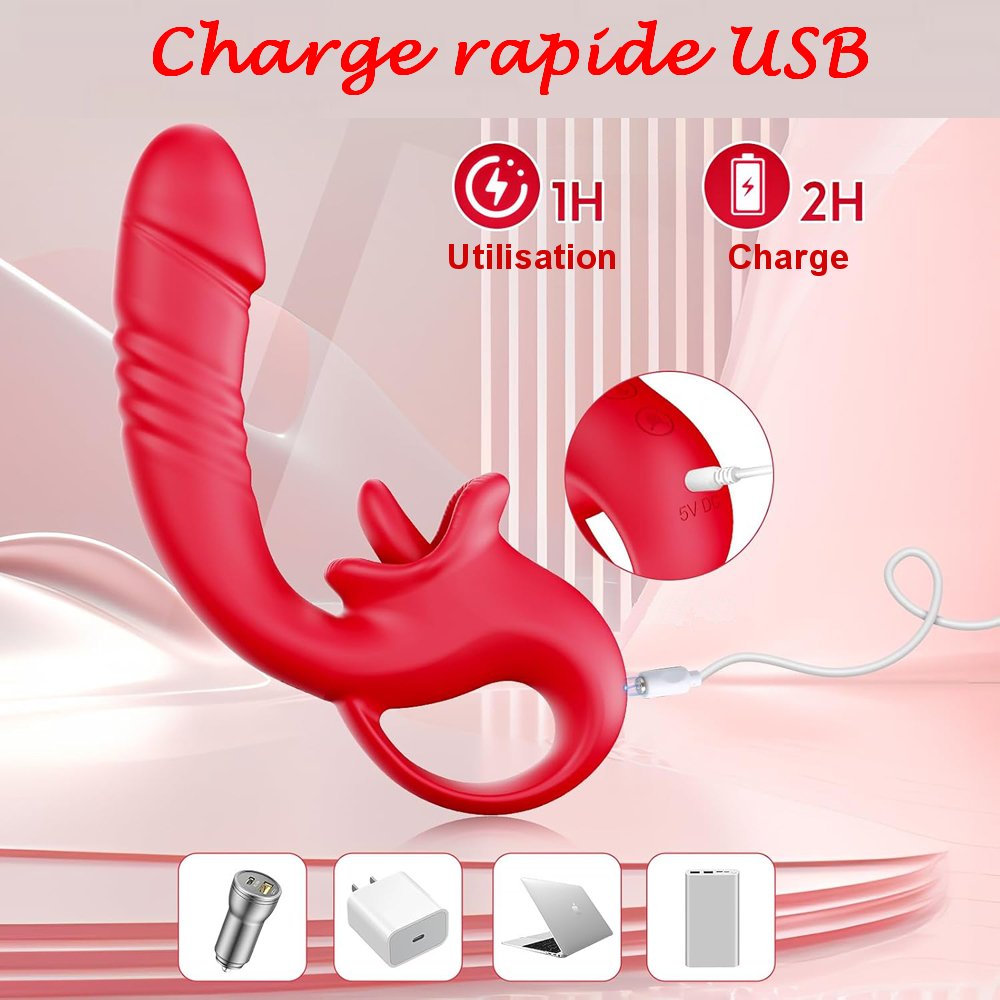 Sextoy Vibromasseur connecté, vibrant, poussant et léchant GM-ZDB077-A