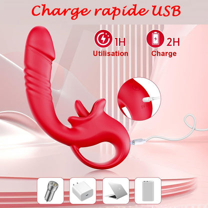 Sextoy Vibromasseur connecté, vibrant, poussant et léchant GM-ZDB077-A