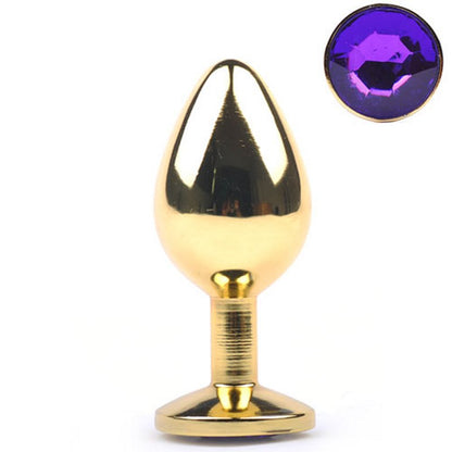 Sextoy Plug anal doré moyen avec diamant violet GZ017