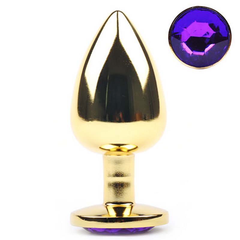 Sextoy Grand plug anal doré avec diamant violet GZ018