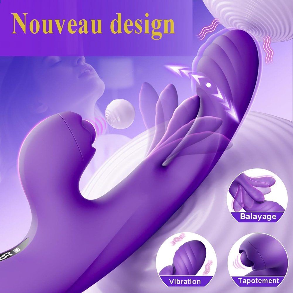 Sextoy Vibromasseur à tapotement point G et zones externes - application IW-121