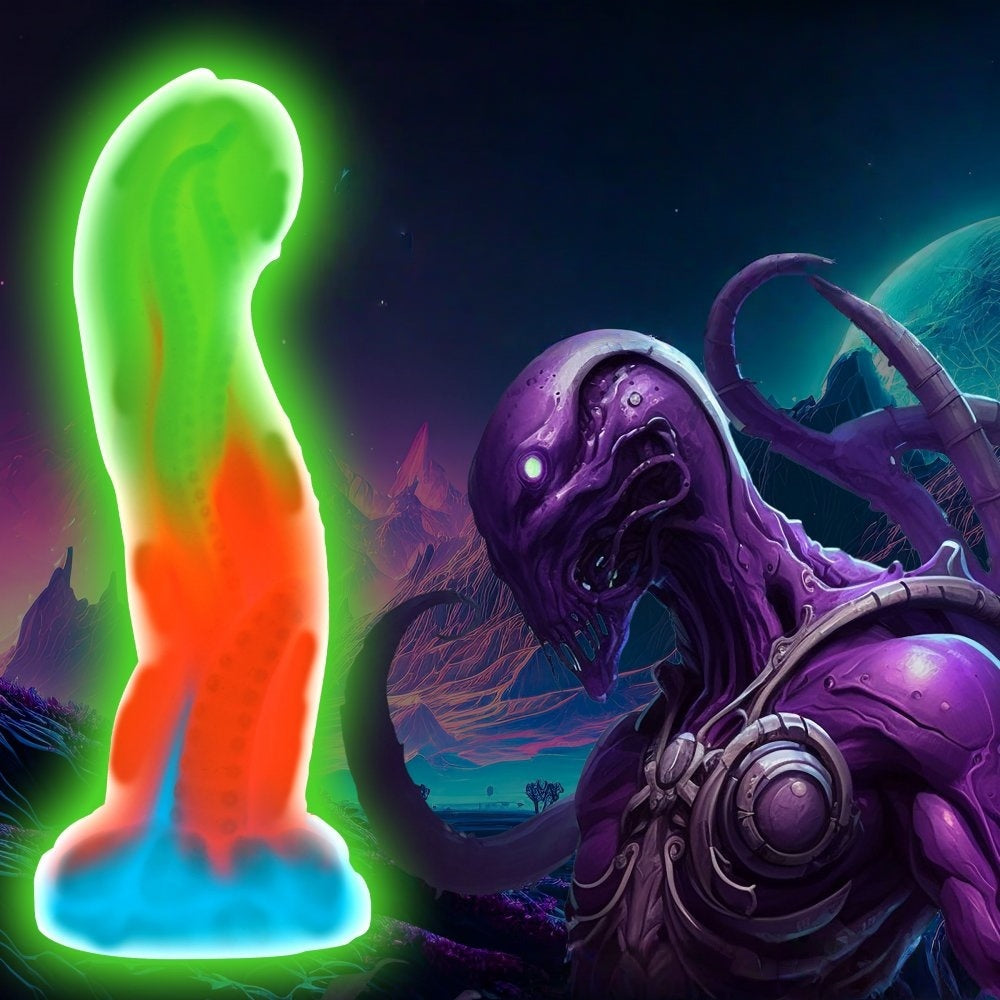 Sextoy Gode Fantasy en silicone multicolore phosphorescent MJB-A0028