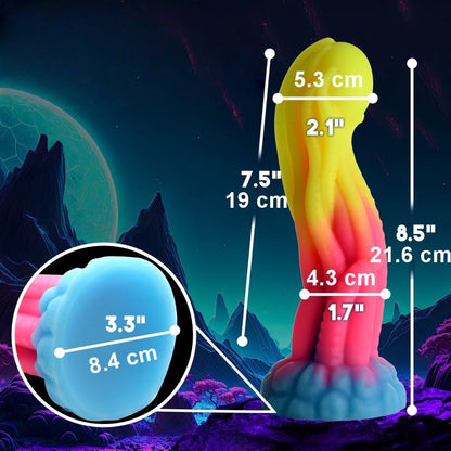 Sextoy Gode Fantasy en silicone multicolore phosphorescent MJB-A0028