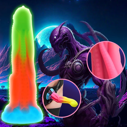 Sextoy Gode Fantasy en silicone multicolore phosphorescent MJB-A0028
