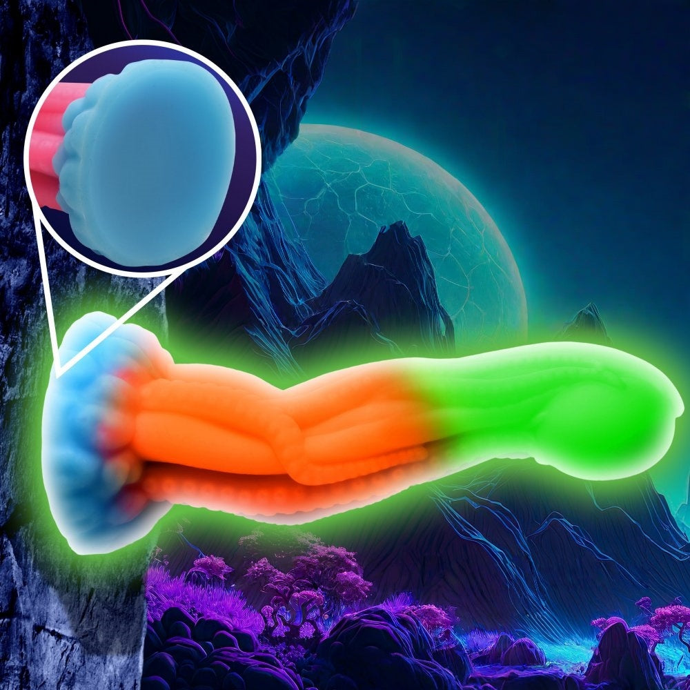 Sextoy Gode Fantasy en silicone multicolore phosphorescent MJB-A0028