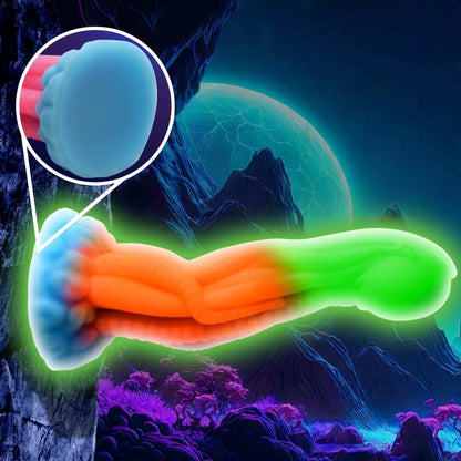 Sextoy Gode Fantasy en silicone multicolore phosphorescent MJB-A0028