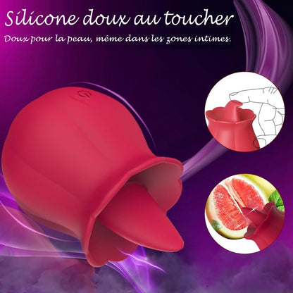 Sextoy Vibromasseur en forme de rose avec langue NST-M003