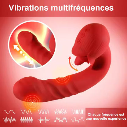 Sextoy vibromasseur clitoridien, avec poussée et langue SC248C01