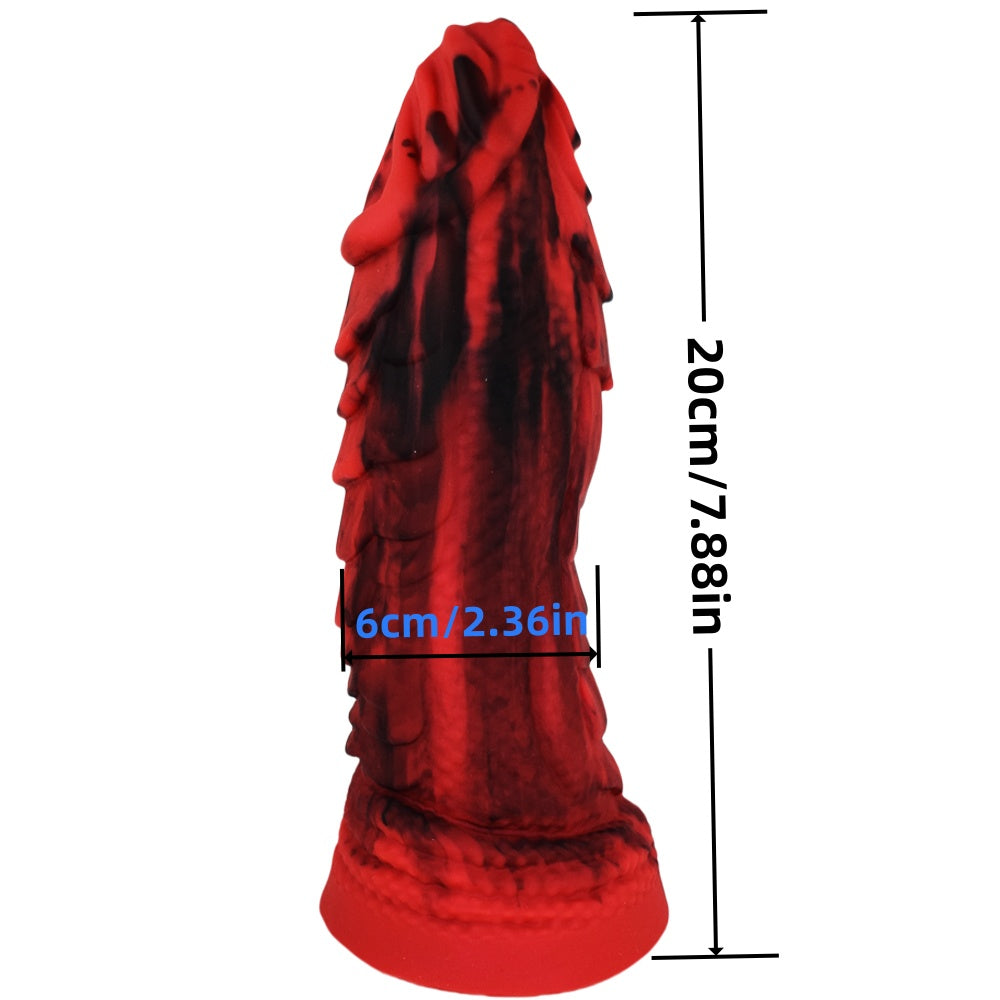 Sextoy Gode Monstre en silicone rouge + noir extra épais réaliste SIL-DS-046