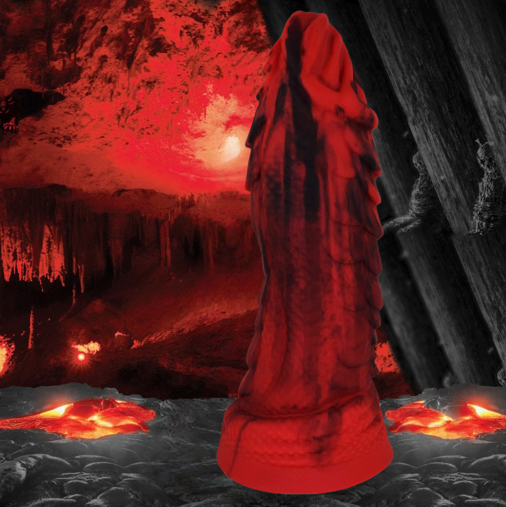 Sextoy Gode Monstre en silicone rouge + noir extra épais réaliste SIL-DS-046