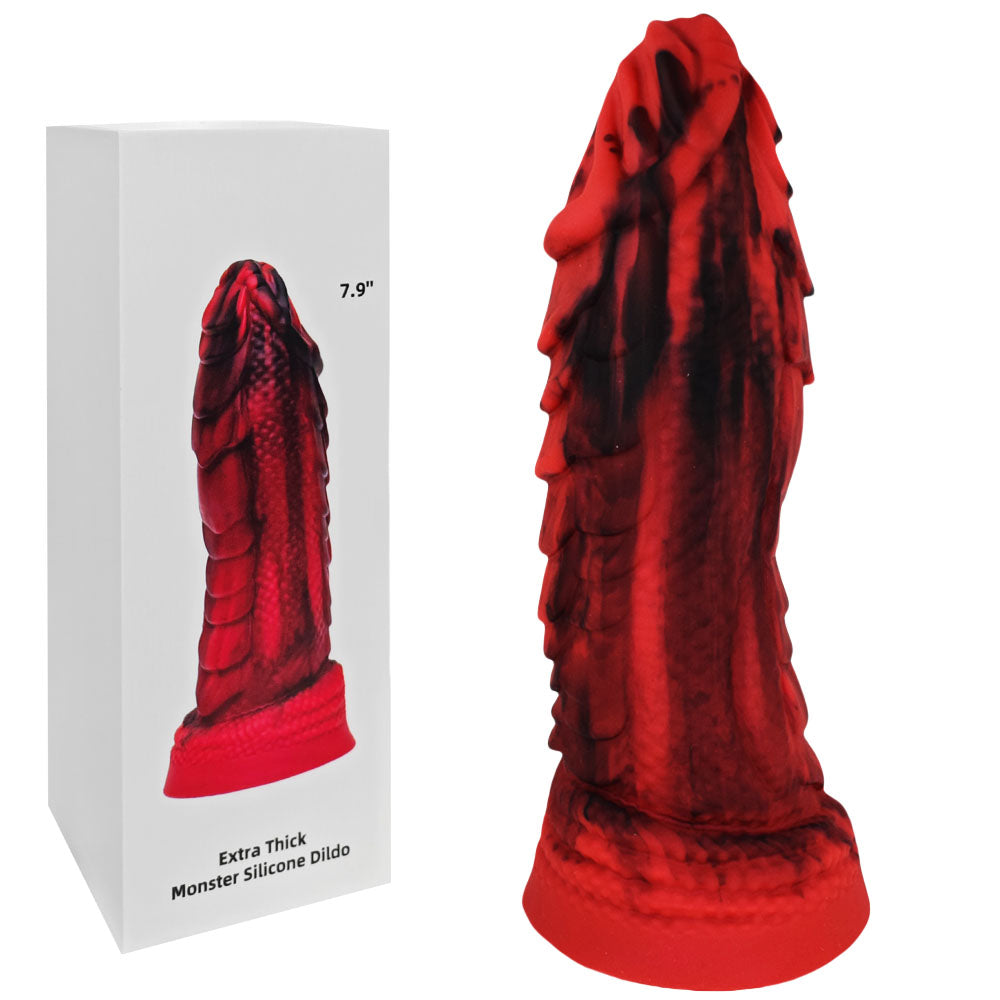 Sextoy Gode Monstre en silicone rouge + noir extra épais réaliste SIL-DS-046