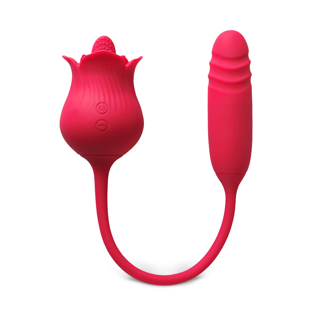 Sextoy rose rouge avec langue et vibromasseur à poussée USK-E09