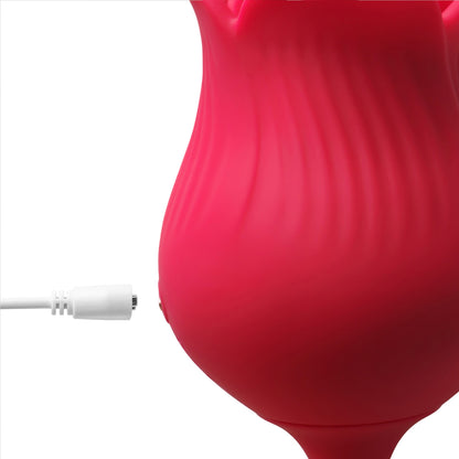 Sextoy rose rouge avec langue et vibromasseur à poussée USK-E09