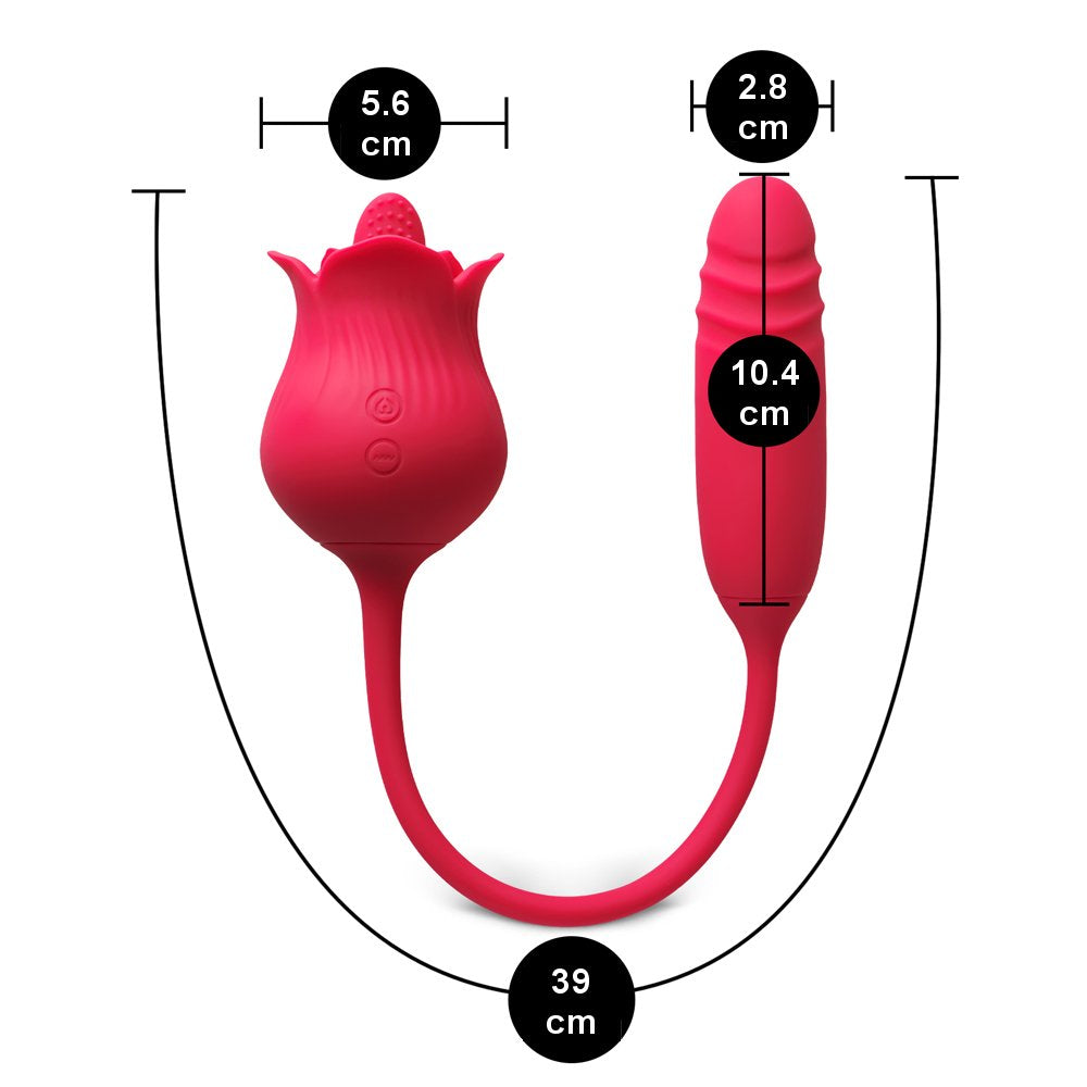 Sextoy rose rouge avec langue et vibromasseur à poussée USK-E09