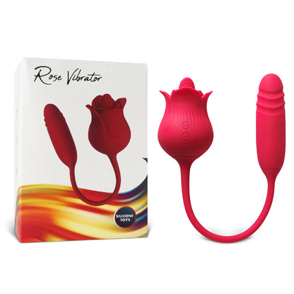 Sextoy rose rouge avec langue et vibromasseur à poussée USK-E09