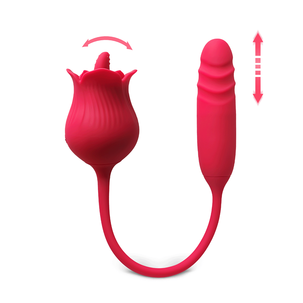 Sextoy rose rouge avec langue et vibromasseur à poussée USK-E09
