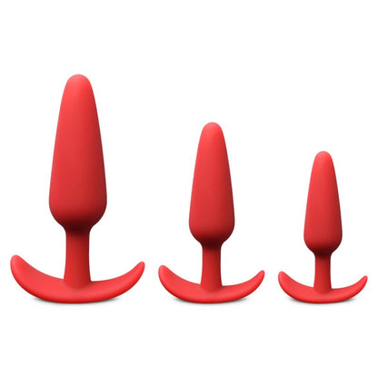 Sextoy Ensemble de 3 plugs anaux en silicone rouge XL027R
