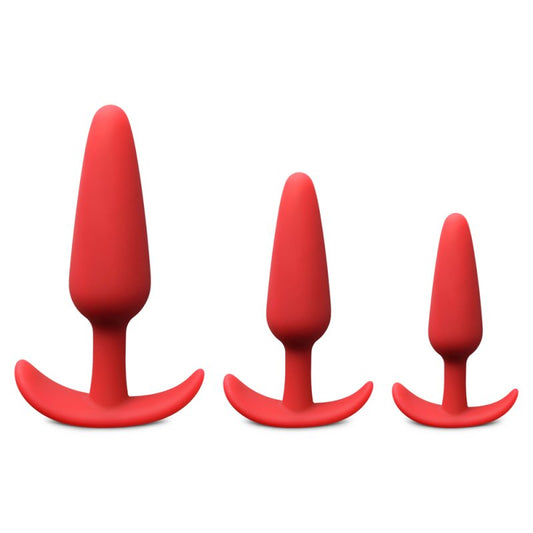 Sextoy Ensemble de 3 plugs anaux en silicone rouge XL027R