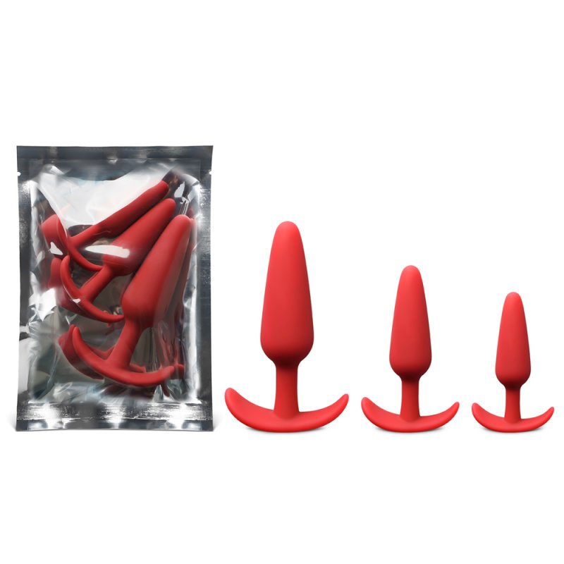 Sextoy Ensemble de 3 plugs anaux en silicone rouge XL027R